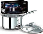 3 Qt Saucepan with Lid - Upgraded Package - 3 Quart 18/10 Stainless Steel Sauce Pan with Mirror Polishing and 2 Sacles, Induction Cookware, Small Pot for Cooking, Dishwasher Safe Oven Safe