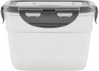 Rachael Ray Leak-Proof Stacking Container Food Storage Bin Set, 30-Piece, Clear with Gray Lids
