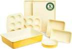 Larder & Vine 8-Piece Bakeware Set | Non-Stick Baking Set with Ceramic Finish | PFAS, PFOA, PTFE, and BPA Free Baking Essentials | Baking Sheets, Muffin Tins and Assorted Baking Pans | Limoncello