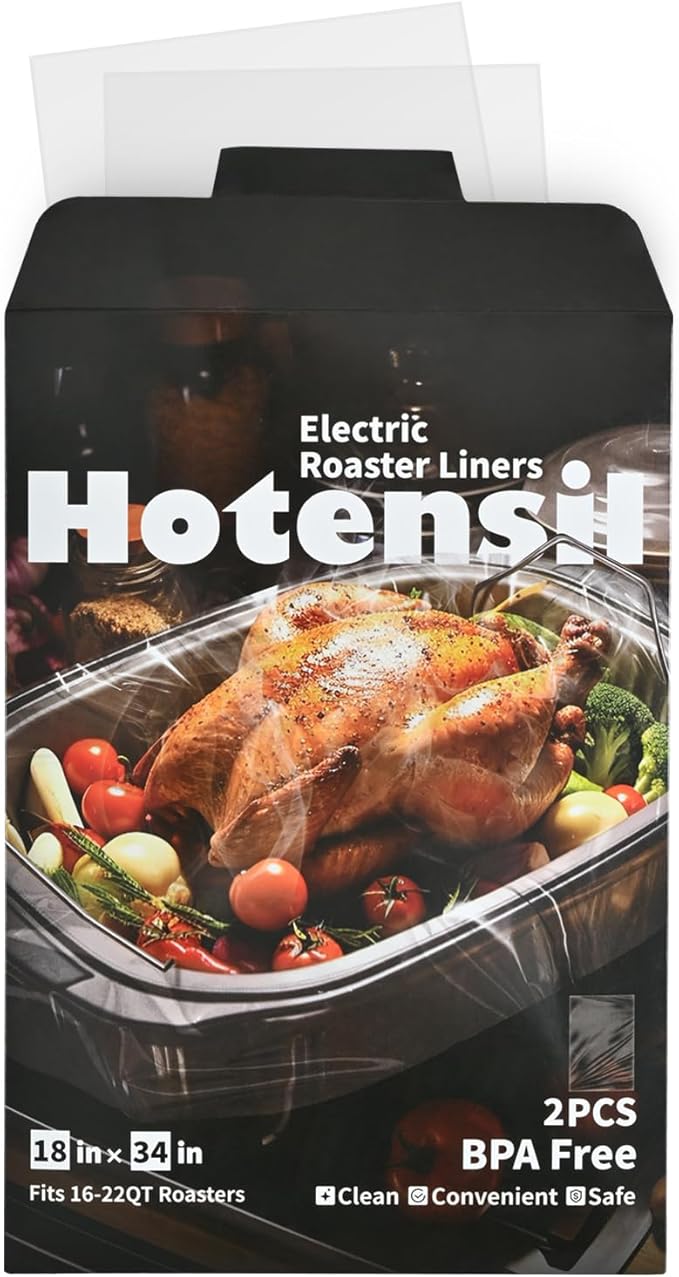 Electric Roaster Liners & Slow Cooker Liners, 2 Count 34 x 18 Inch Universal Fit for 16-22 Quart Roasters, Mess-Free Cooking, Disposable Oven Liners for Easy Cleanup, Cooking Bag