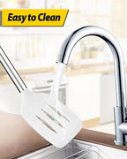 Pack of 4 Silicone Cooking Utensils Set, Non Stick Large Solid Spatulas, Heat Resistant Slotted Spoons, Ideal BPA Free Kitchen Turners for Frying, Mixing,Serving,Draining,Turning,Stirring (WHITE)