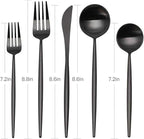 SHARECOOK Matte Black Silverware Set, 30-Piece Stainless Steel Satin Finish Flatware Service for 6, Kitchen Utensils, Tableware Cutlery for Home and Restaurant