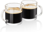 Ackers Espresso Cups Single, 4 OZ Double Spouts Cups, Milk Cup with Handle, Clear Glass