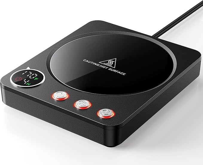 SWEETFULL Coffee Mug Warmer – 36W Coffee Cup Warmer for Desk with Smart Display & Auto Shut-Off, Candle Warmer, Electric Cup Warmer for Coffee, Milk and Tea, for Women & Men (Black)