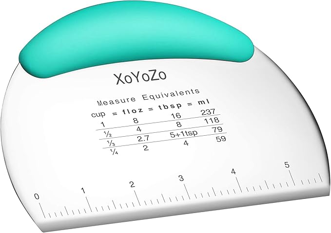 1 pcs Dough Pastry Scraper Chopper/Stainless Steel Dough Scraper Cutter with Ergonomic Rubber Non-Slip Grip/Dough Scraper Cutter/Pro Pastry Pizza Cutter Chopper (Blue-green)