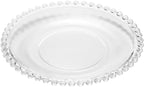 WOLFF - Set of 4 Pearl Beaded Crystal Dessert Plates - Salad, Appetizer or Starter Plate, Dinner Accessories, Decorative Dish, Crystal Kitchen Accessories - Luxury Dinnerware - Clear 8"