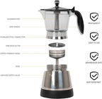 Cafeteras Electricas Modernas Moka Pot, Italian Coffee Espresso Machine, 6 Cup Cuban Coffee Maker with Detachable Base & Overheat Protection, Greca Electrica De Cafe Gift for Travel