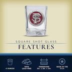 Heritage Pewter Florida State University Square Shot Glass | Hand-Sculpted 1.5 Ounce Shot Glass | Intricately Crafted Metal Pewter Alma Mater Inlay