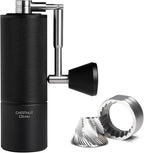 TIMEMORE Manual Coffee Grinder Foldable Handle Burr Coffee Grinder with Capacity 20g Chestnut C3S PRO Internal External Adjustable Setting, Double Bearing Positioning for Travel Camping, Home Black