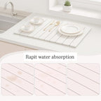 Stone Drying Mat for Kitchen Counter – Large Foldable Diatomaceous Earth Mat 24”x16” – Absorbent Quick Dry Mat for Bathroom, Countertop – Collapsible Stone Bath Mat for Dishes, Cups, Bottles