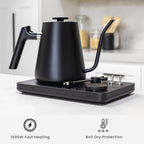 Lafeeca DJ Electric Gooseneck Kettle - Pour Over Coffee & Tea - Turntable Design - Water Boiler - Quick Heating & Temperature Control - Black