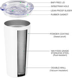 VEGOND 20oz Tumbler Bulk with Lid and Straw 6 Pack, Stainless Steel Vacuum Insulated Tumbler, Double Wall Coffee Cup Travel Mug, White