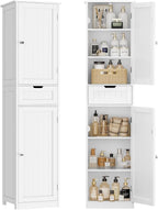 67" H Tall Bathroom Cabinet with 2 Doors & 1 Drawer, Narrow Bathroom Storage Cabinet with Adjustable Shelves, for Living Room, Entryway, Kitchen, White