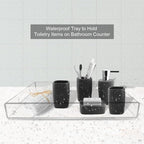 NIUBEE Acrylic Serving Tray 16x20 Inches -Spill Proof- Clear Decorative Tray Organiser for Ottoman Coffee Table Countertop with Handles