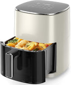 Sweetcrispy 6QT Air Fryer with Window, Square Airfryer Oven 12-in-1 for Family, 400°F Rapid Air Crispy Technology, Roast Bake Dehydrate, Nonstick & Easy-Clean Basket,Off-White