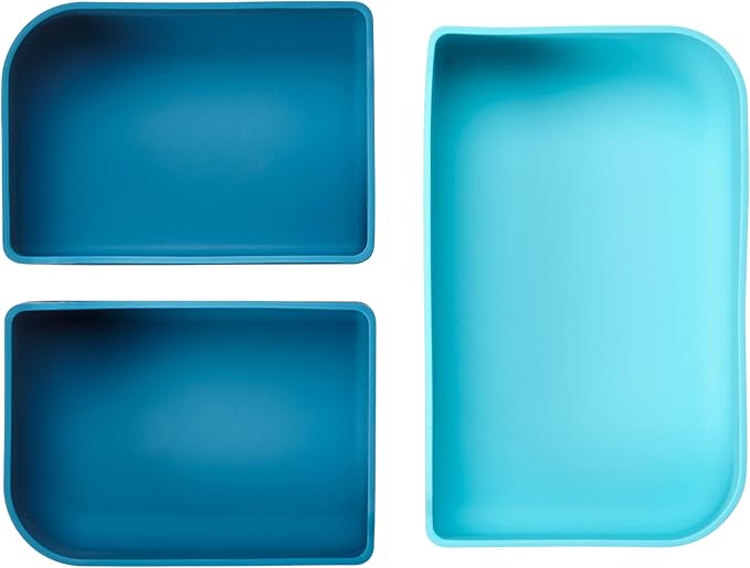 LunchBots Build -a- Bento Lunch Box, Silicone Bento Box for Kids, Multi-Compartment Lunch Container, Oven & Dishwasher Safe, BPA Free, 32 oz - Tie Dye Dark Blue