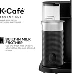 Keeurig K-Café Single Serve Coffee Maker, Built-In Milk Frother, Latte & Cappuccino Brewer, Espresso Shot, 3 Brew Sizes, 42 oz Water Reservoir, Travel Mug Friendly, Compact Design (Black 42oz)