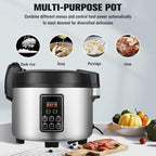 Commercial Rice Cooker 60 CUPS (Cooked Rice)& Food Warmer | 13L/13.8Qt Extra Large Multifunctional Rice Cooker | 1350W Fast Cooking with Time Display & Preset|Restaurant Company Canteen Use