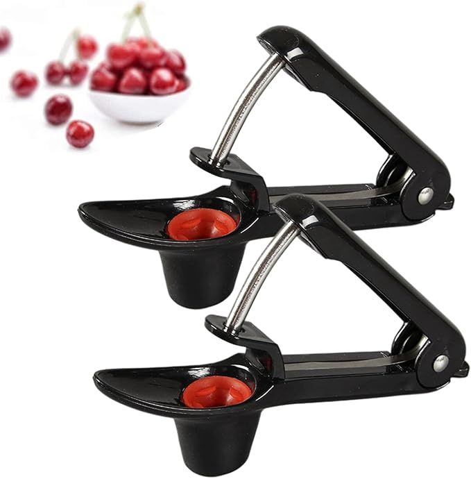 2pcs Cherry Pitter Tool, Cherry Pit Remover Tool, Multi-Function Fruit Corer and Remover, Cherry Corer Pitter Tool for Jam (Black)