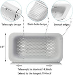 Collapsible Sink Colanders and Strainers Basket Over the Sink Colander Collapsible Colander Extendable Plastic Fruit Vegetable Strainer Drainer Basket for Kitchen(Length 14.3-19.4inch)(White Set of 2)