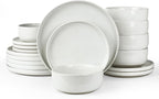 Famiware Milkyway Plates and Bowls Set, 18 Pieces Dinnerware Sets, Dishes Set for 6, White