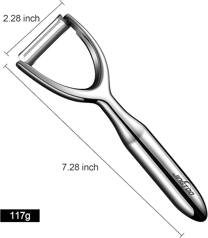 Premium Vegetable Peeler Stainless Steel, Ultra Sharp Peelers for Kitchen, Potato Peeler Rotary Blade, Fruit Veggie Y Peelers Ergonomic Thickened Handle - 5 Years Warranty (Serrated + Plain)