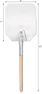 New Star Foodservice 50219 Aluminum Pizza Peel, Wooden Handle, 9 x 11 inch Blade, 26 inch overall