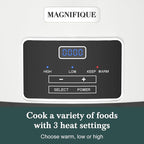 8-Quart Programmable Slow Cooker with Timer Keep Warm - Small Kitchen Appliance for Family Dinners - Serves 6+ People - Heat Settings: Keep Warm(White, Black Liner)