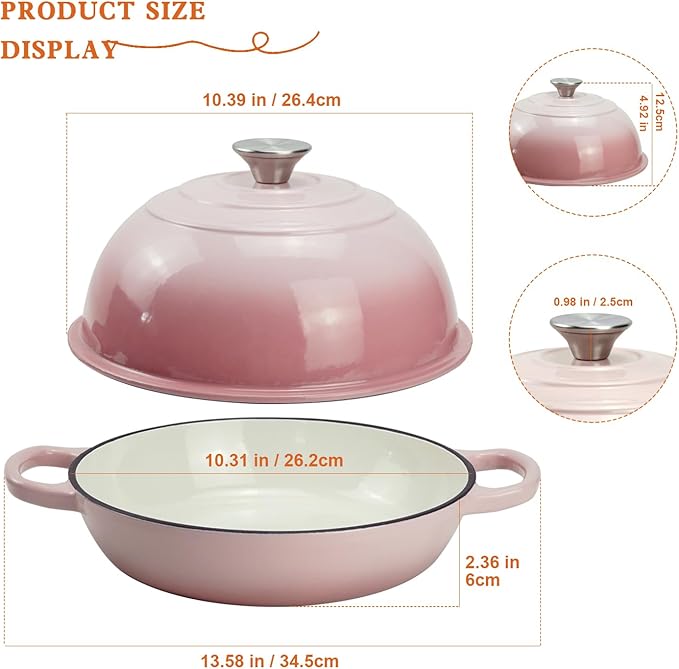 DVK Dutch Oven Pot with Lid for Sourdough Bread Baking Enameled 6 Qt Cast Iron Dutch Oven for Resistant Stovetop and Oven Safe