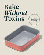 Caraway Nonstick 9” x 6.5” Small Rectangle Baking Pan – Non-Toxic, PTFE & PFOA Free – Aluminized Steel Core – Deep Ceramic Baking Pan for Casseroles, Lasagna & More - Perracotta