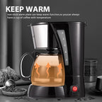 4-5 Cups Drip Coffee Maker, Coffee Pot Machine Permanent Coffee Filter, Mini,20Oz Electric Coffee Maker,650W Black and Stainless Steel