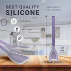 Silicone Egg Flipper Spatula Tongs (Set of 1) – Non-Stick 2-in-1 Grip & Flip Kitchen Tongs for Pancakes, Fish, Eggs, and More – Heat Resistant Cooking Tool (Black) (Purple)