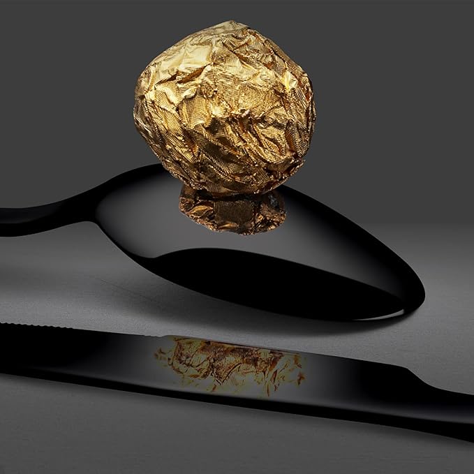 KINGSTONE Black Silverware Set, 30 Piece Flatware Set for 6, 18/10 Stainless steel Cutlery Set for Home Kitchen and Restaurant