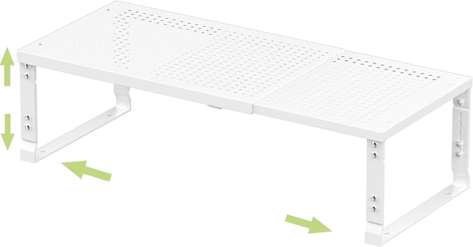 Adjustable Expanable Stackable Spice Rack Shelf Pantry Storage Organizer for Kitchen Cabinet,Countertop,Bathroom and More.Space is no Longer Limited(1Pack/White/Large)