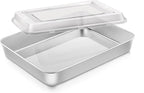 Lasagna Baking Pan Set with Lid, Rectangle 10⅜ x 8⅛ x 2 Inch Stainless Steel Cake Brownie Pan, Non Toxic & Deep