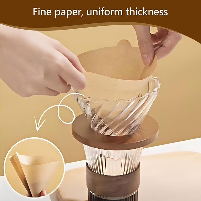 Coffee Filters,200 Count Disposable Coffee Paper Filters, Size 04 Unbleached Cone Filters 2-4 Cup, Filters For Pour Over and Drip Coffee Maker (200, V02)
