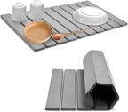 Large Stone Dish Drying Mats for Kitchen Counter, 24"(L)×16"(W), Fast Dry Super Absorbent Collapsible Dish Drying Pad (Light Grey, 24"(L)×16"(W))
