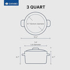 Daniks Modern Stainless Steel Stock Pot with Glass Lid – Induction 3 Quart, Dishwasher Safe, Heatproof Handles, For Soup, Pasta, Stew, Silver