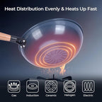 Non-Stick Wok with Steamer Basket,12 Inches Stir Fry Pans with Lid, Flat Bottom Pan Multifunctional Cookware Chinese Woks for Induction, Gas, Halogen(Blue)