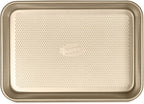 Glad Baking Pan Nonstick - Oblong Metal Dish for Cake and Lasagna - Heavy Duty Carbon Steel Bakeware, Small, Gold