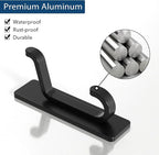 Wall Hooks for Coat and Towel: 13LB Adhesive Door Hanger Stick on, Black 6 Pack