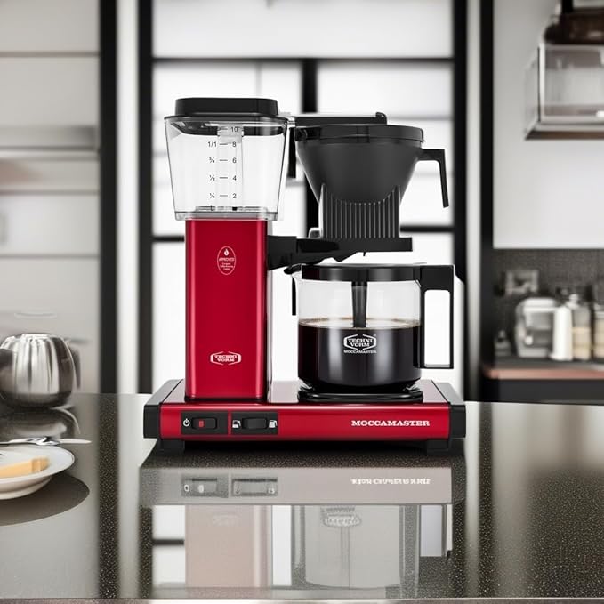 Moccamaster 53944 KBGV Select 10-Cup Coffee Maker, Candy Apple Red, 40 ounce, 1.25l