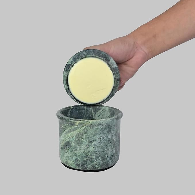 Green Onyx Butter Keeper, Round Marble Butter Dish, 4 inches, 3.5 inch Diameter (Jungle Green, 4 Inch)