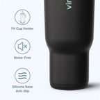 VINUR 30 oz Insulated Tumbler with Handle & Straw Lid-Stainless Steel Double Wall Vacuum Drink Water Cup Coffee Mug with Rubber Base, Black