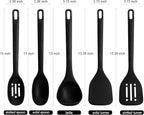 Silicone Kitchen Cooking Utensils Set: MOACC Heat Resistant 13inch Long Kitchen Gadgets, BPA Free Non Stick Rubber Cook Accessories For Food Prep, Frying, Serving, Basting (Black)
