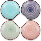 KitchenTour Spoon Rest for Stove Top, 4.7 inch Ceramic Spoon Holder for Kitchen Counter, Coffee Spoon Rest, Cooking Utensil Rest for Spatula, Set of 4, Assorted Warm Colors