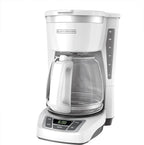 BLACK+DECKER 12-Cup Digital Coffee Maker, CM1160W, Programmable, Washable Basket Filter, Sneak-A-Cup, Auto Brew, Water Window, Keep Hot Plate, White
