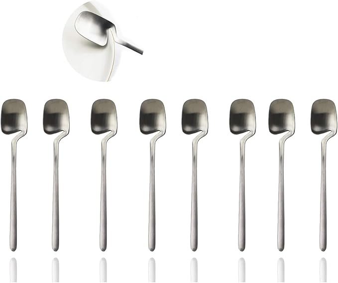 JASHII Mini Teaspoons Set Pack of 8 Stainless Steel Espresso Spoons for Coffee Sugar Dessert Cake Ice Cream Soup Antipasto Cappuccino, 5.3 Inch (Silver)