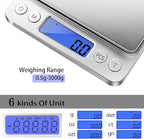 Fuzion Digital Kitchen Scale 3000g/ 0.1g, Pocket Food Scale 6 Measure Modes, LCD, Tare, Digital Scale Grams and Ounces with 2 Trays for Food, Cooking, Nutrition, Reptiles(Battery Included)