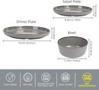 12-Piece Melamine Dinnerware Sets – Unbreakable Plates & Bowls Sets for Outdoor, Camping, Picnic, Party – Durable Dishware Sets, Lightweight & Shatterproof (Fog Gray)